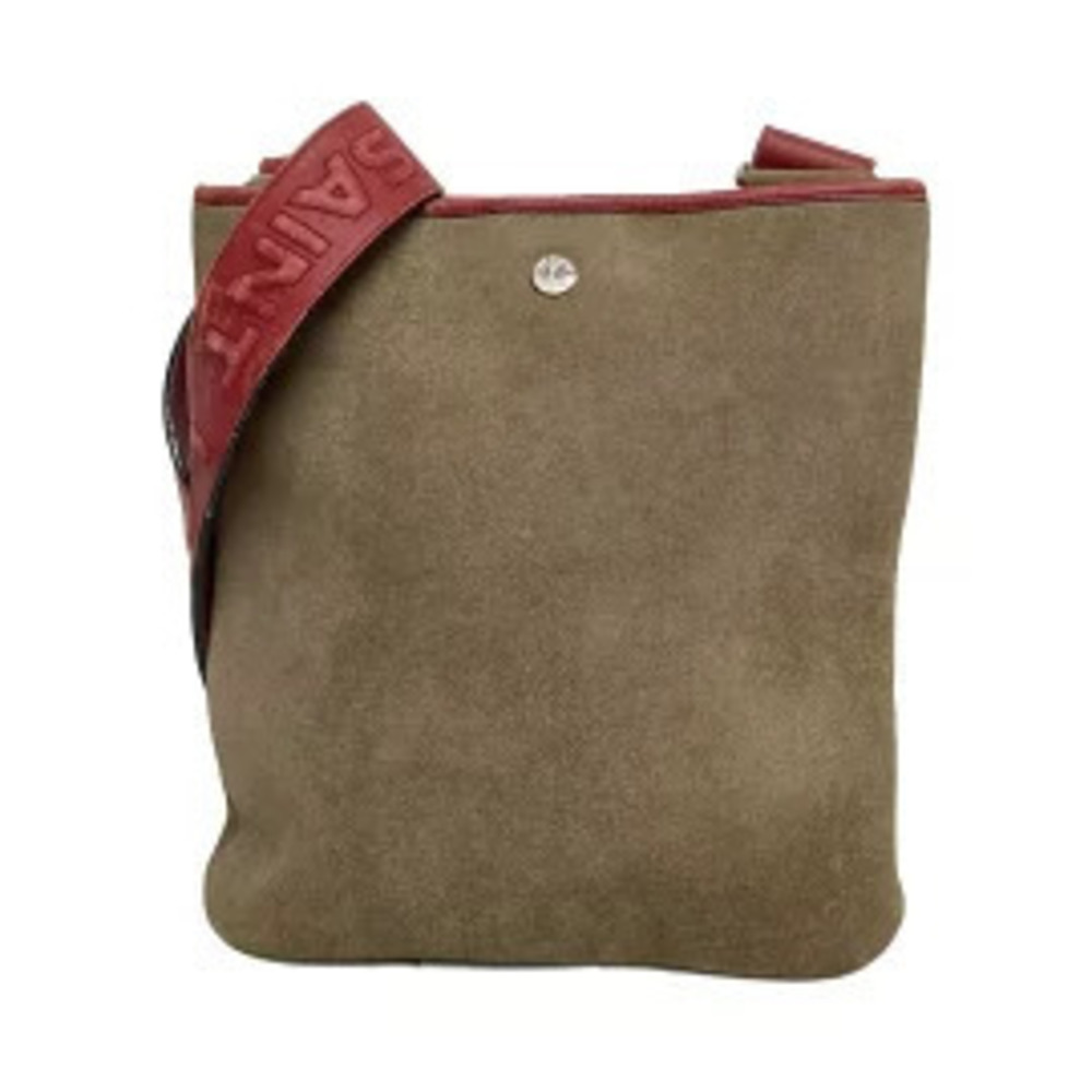 Saint Laurent Yves Rive Gauche YSL Shoulder Bag Red Khaki Green Leather